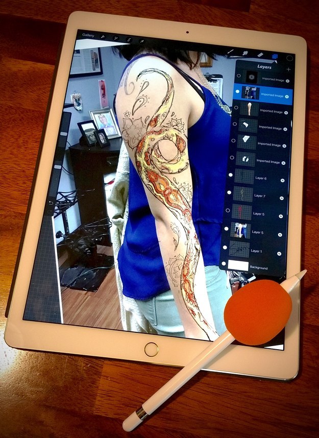 Tatuagem desenhada em iPad