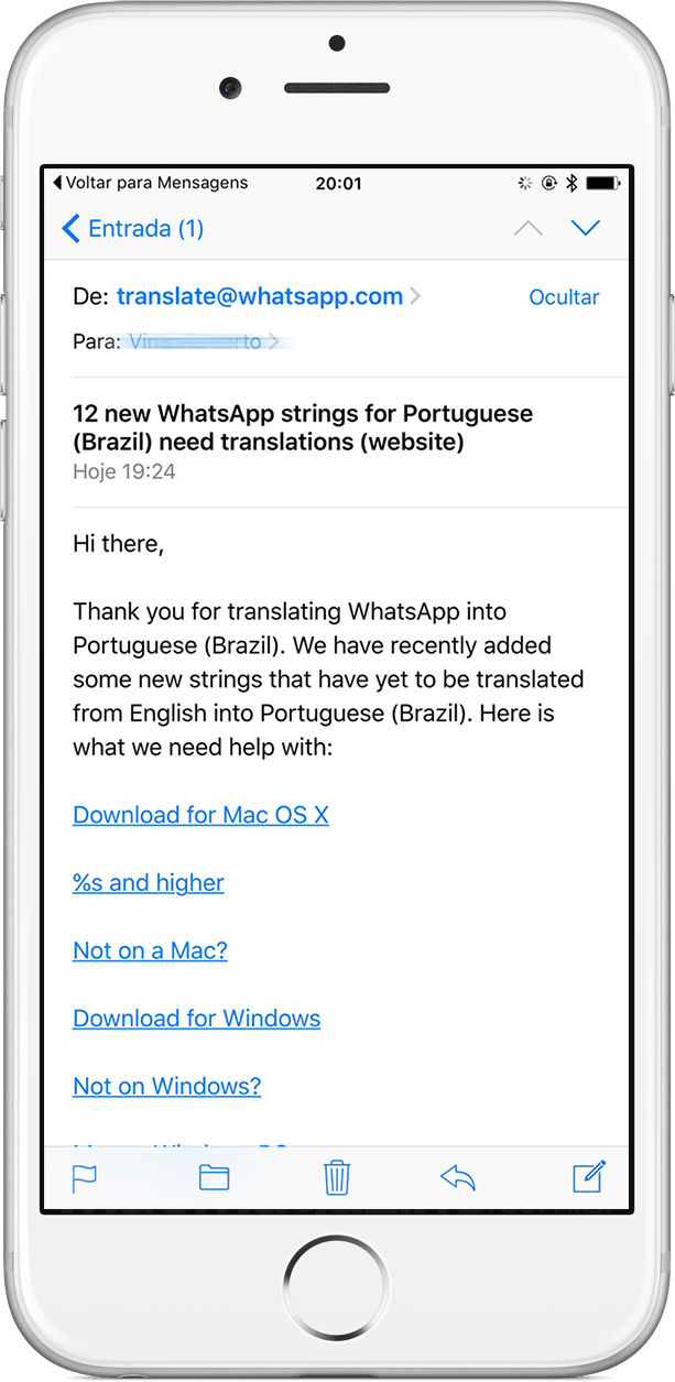 Traduções do WhatsApp para Mac e Windows