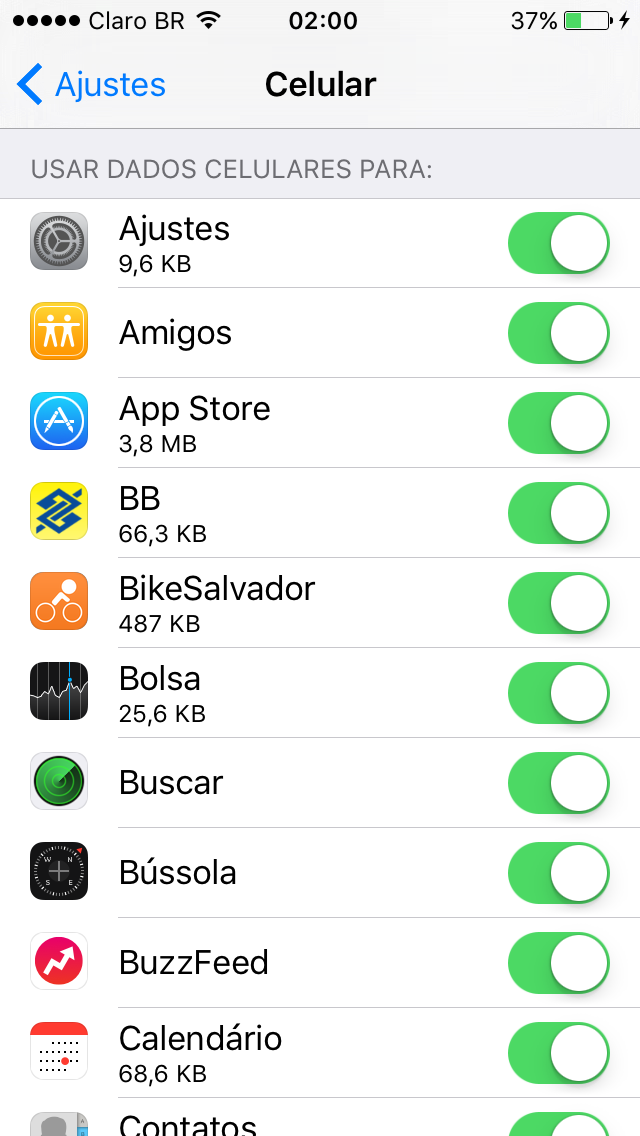 Tela de configuração da App Store