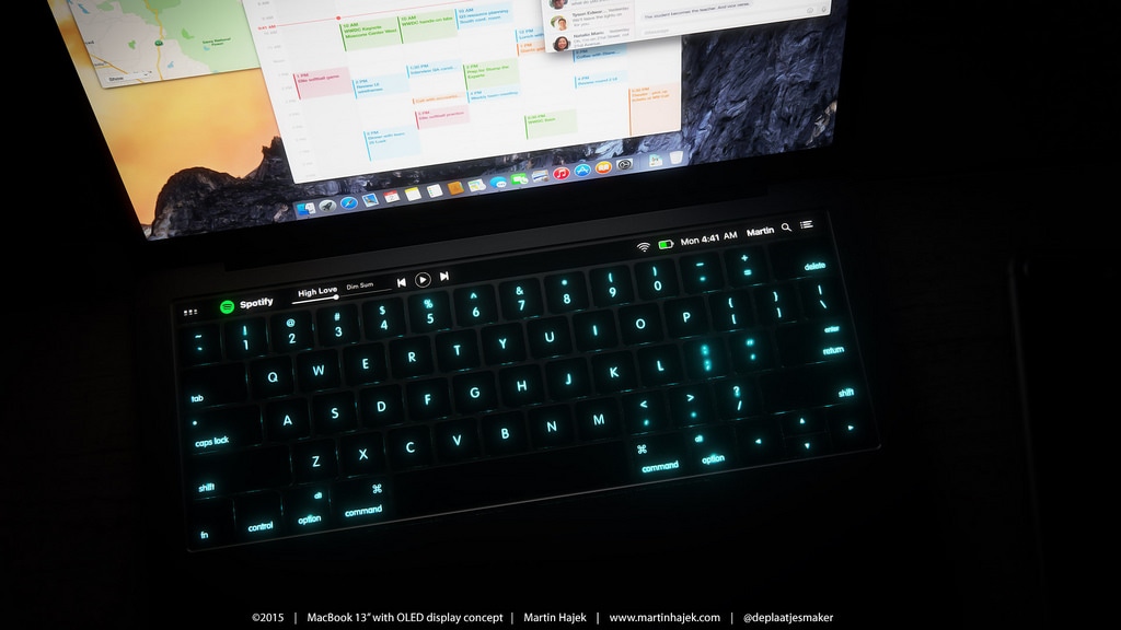 Mockup da tela OLED acima do teclado do novo MacBook Pro