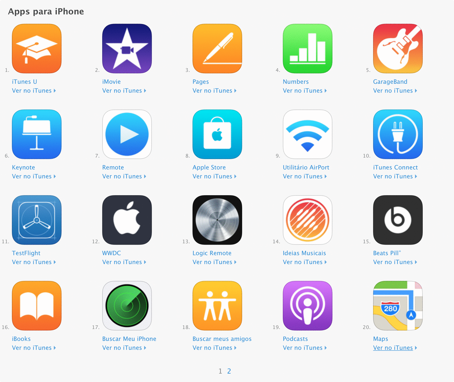 Aplicativos nativos da Apple na App Store