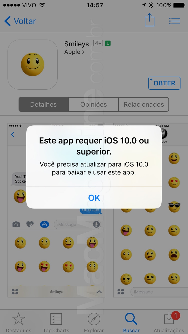 Stickers não podem ser instalados no iOS 9