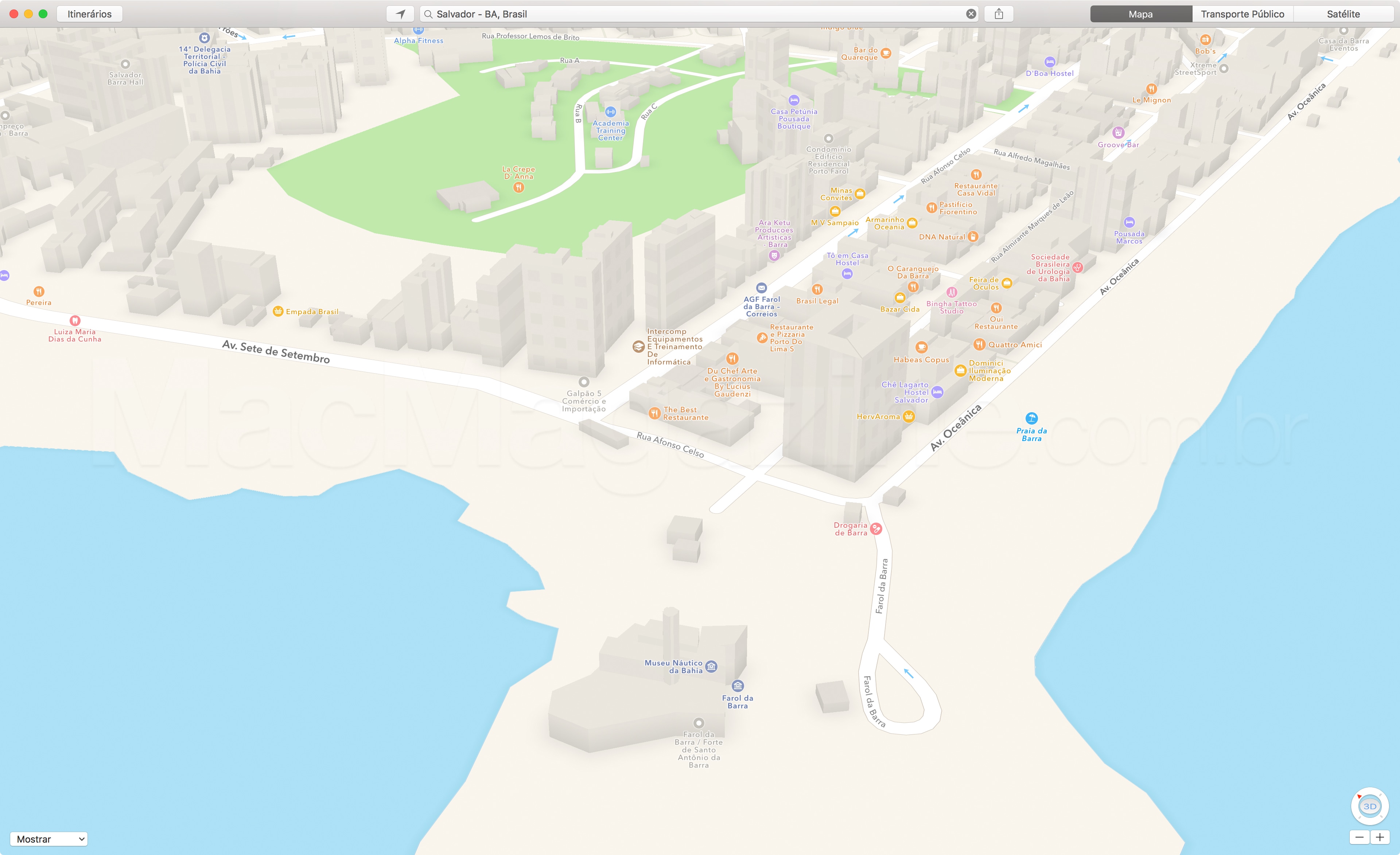 Prédios 3D em Salvador nos mapas da Apple