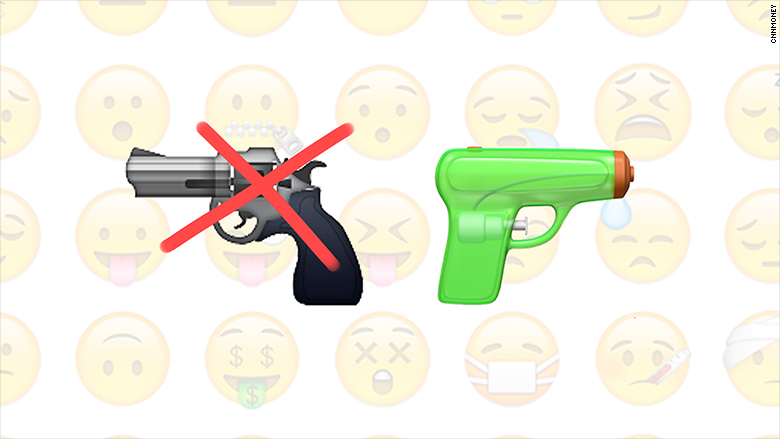 Emojis de revólver e arma d'água