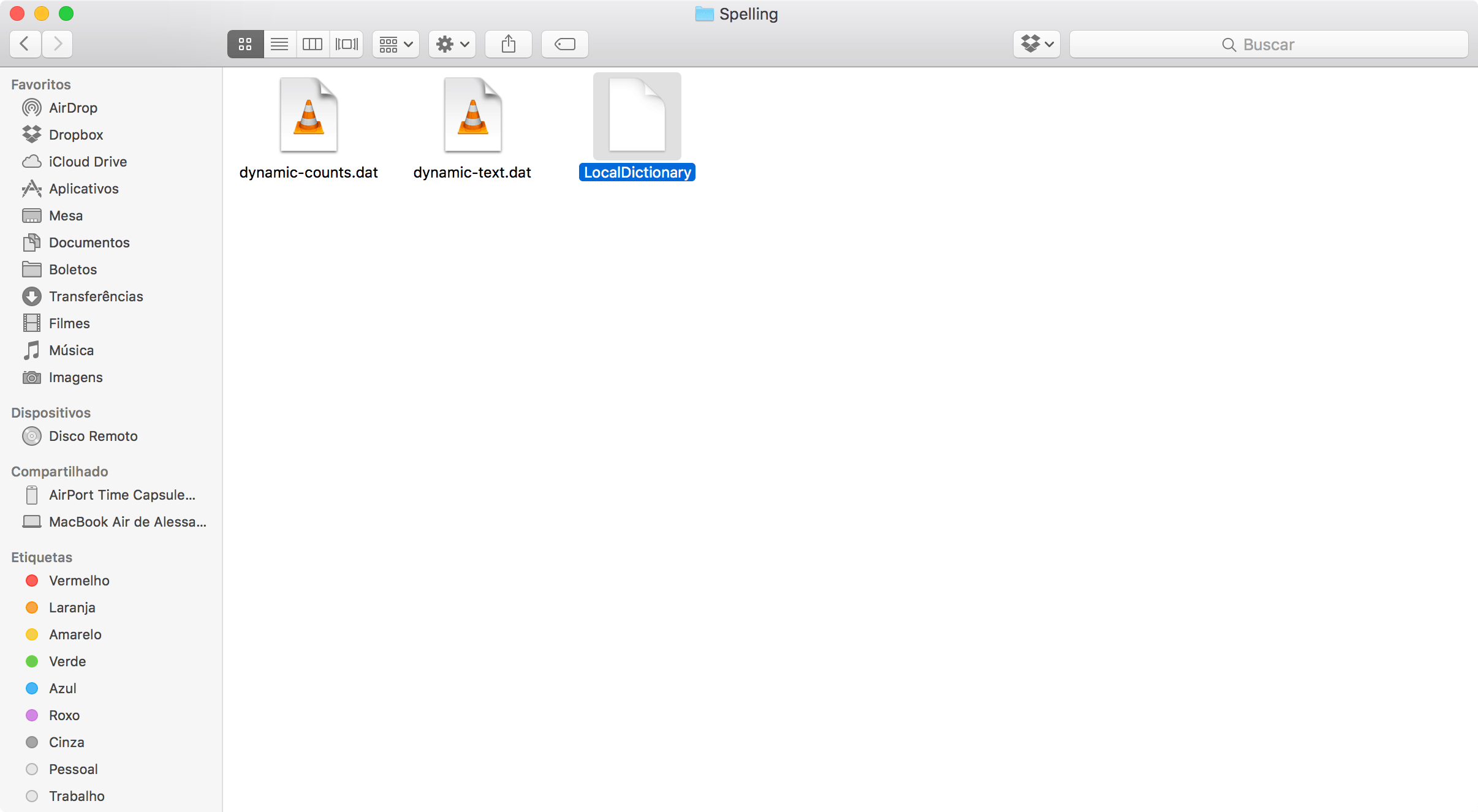 Editando o arquivo de dicionário no macOS