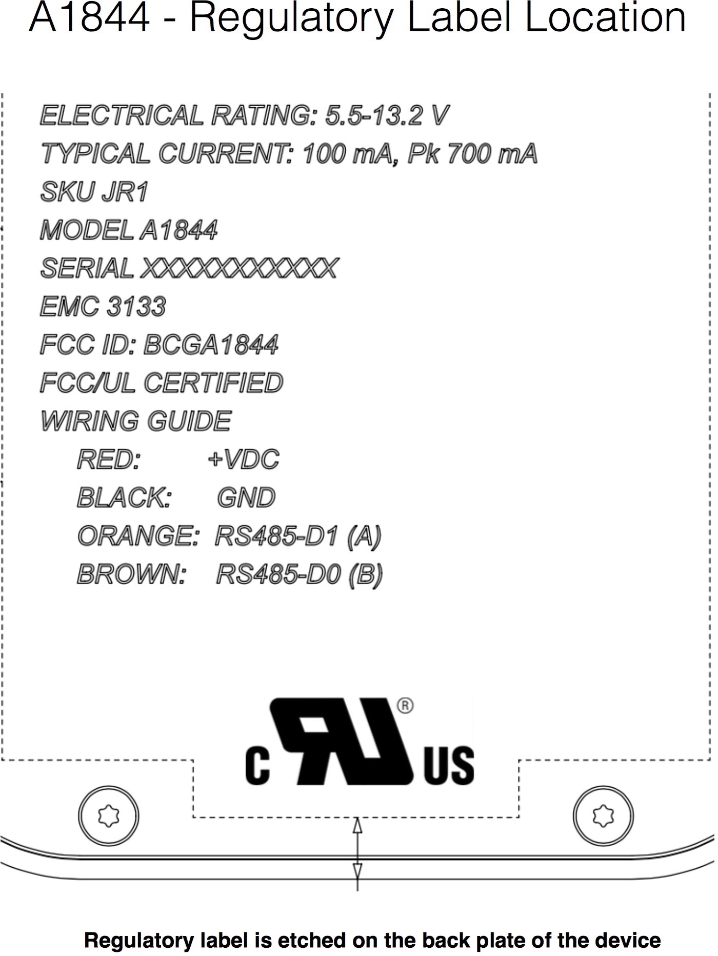 Documento do dispositivo A1844, testado pela FCC