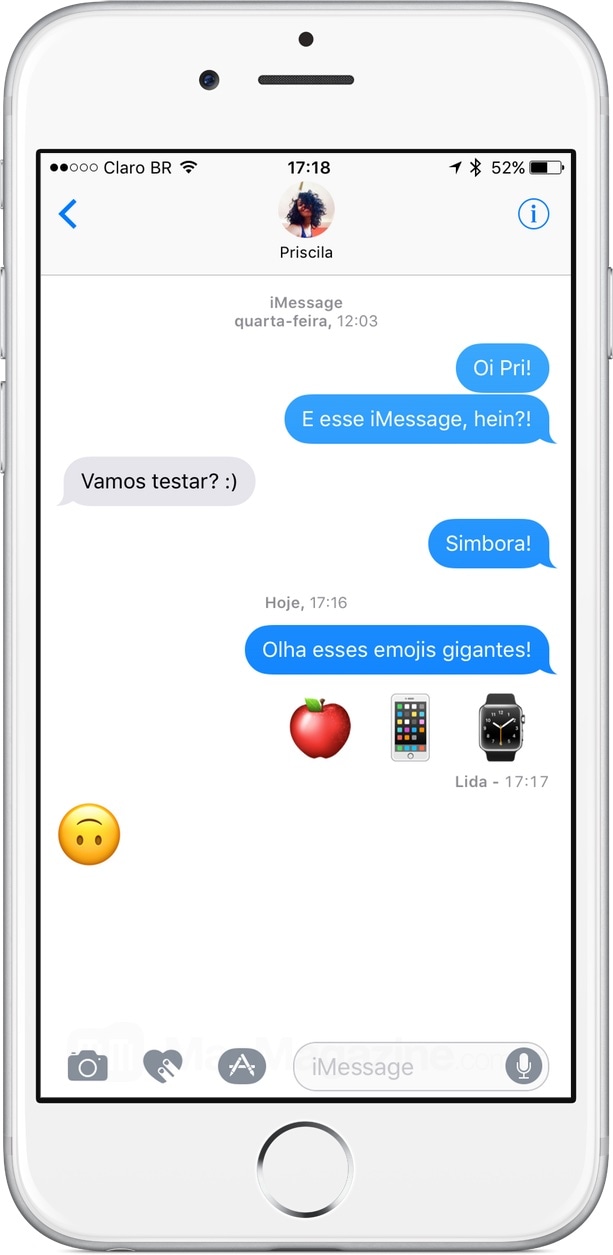 Emojis gigantes no iMessage do iOS 10