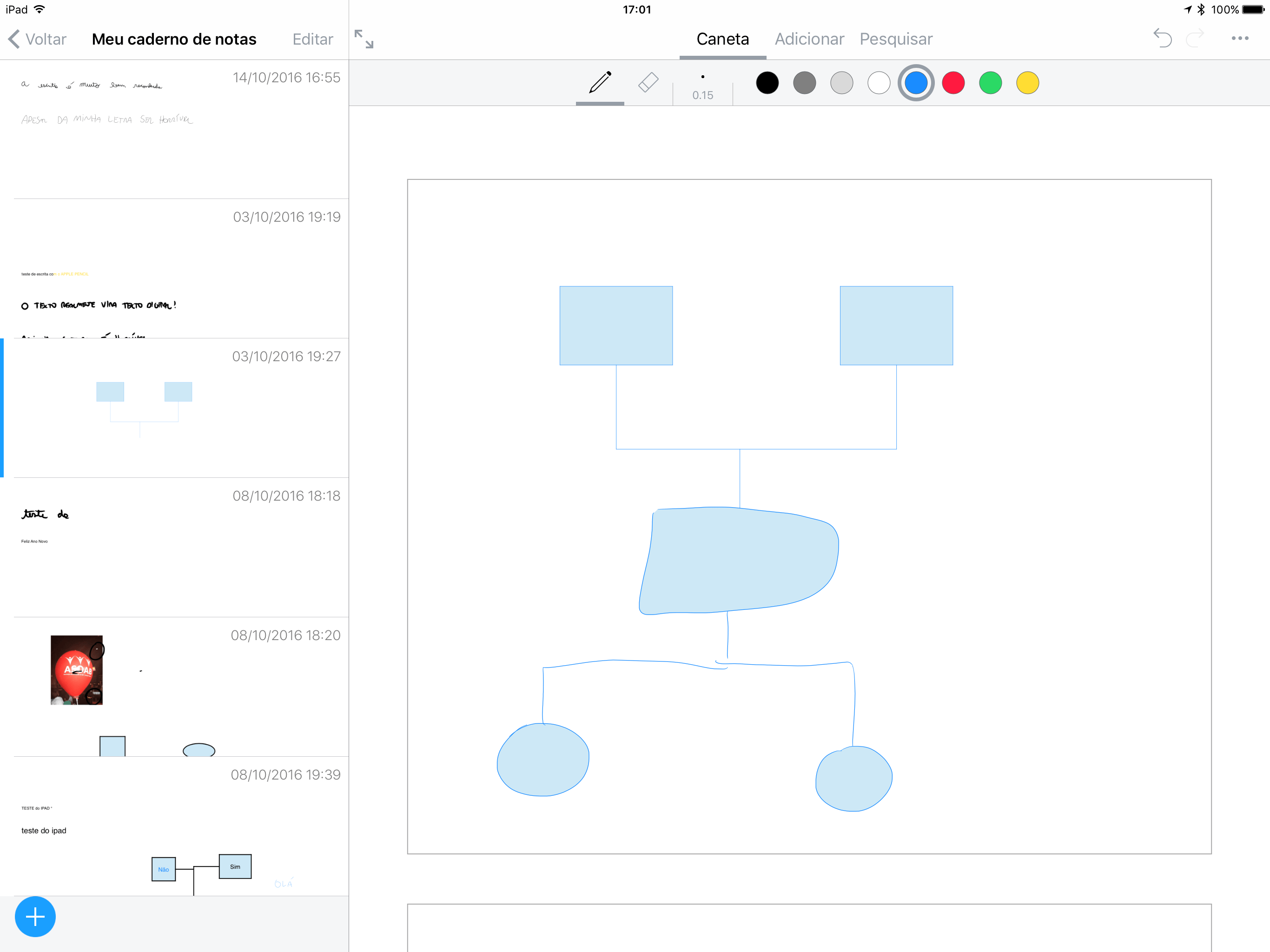 Diagramas no app Nebo para iOS (iPads)