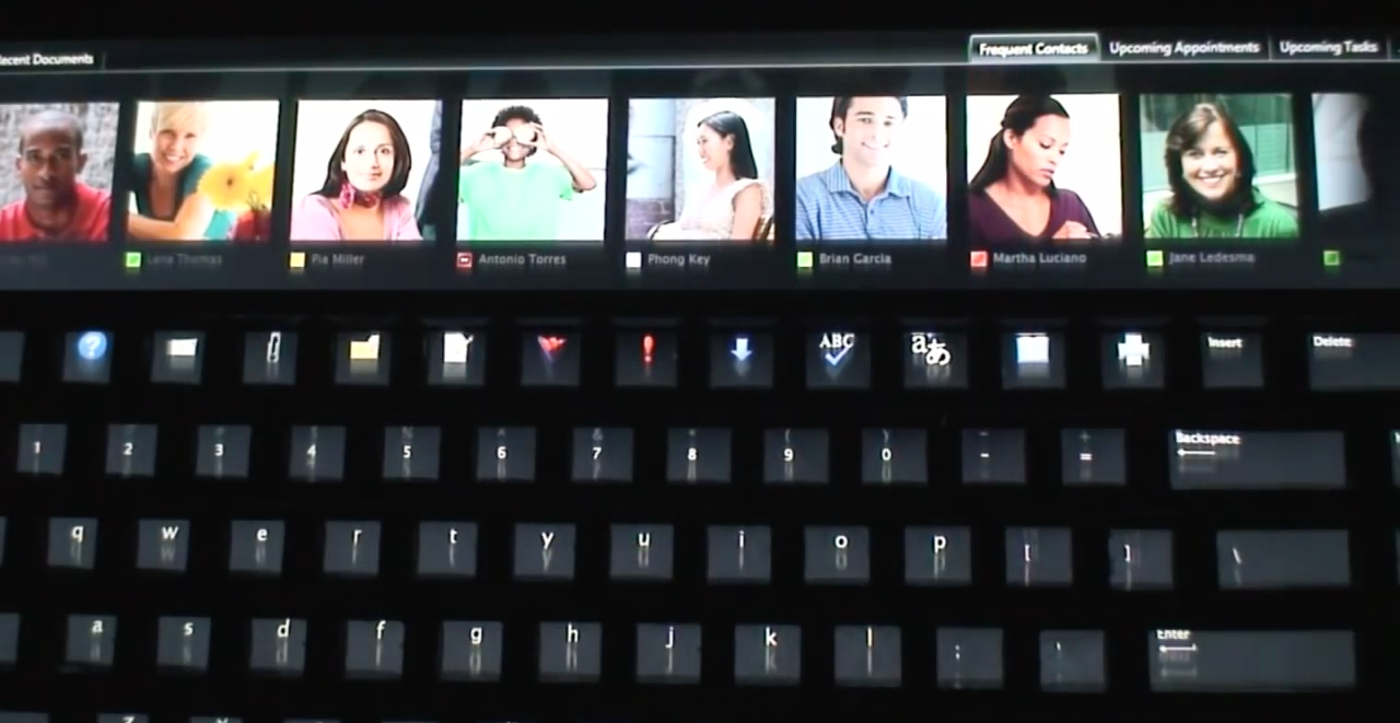 Protótipo de teclado adaptativo da Microsoft, semelhante à Touch Bar