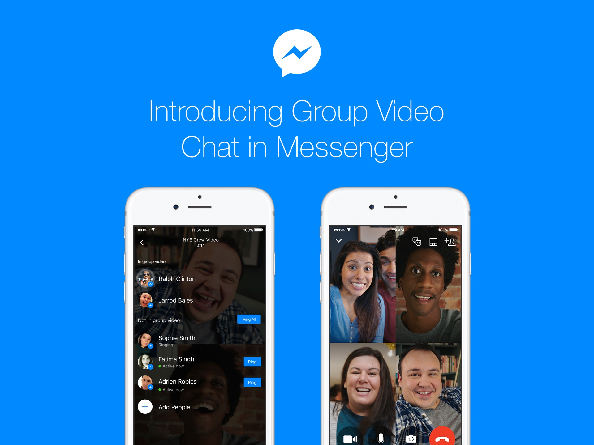 Videoconferência em grupo no Messenger