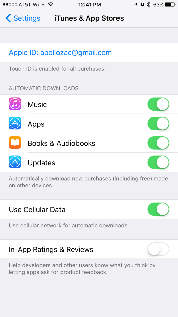 Opção sobre classificação/avaliação de apps nos Ajustes do iOS 10.3