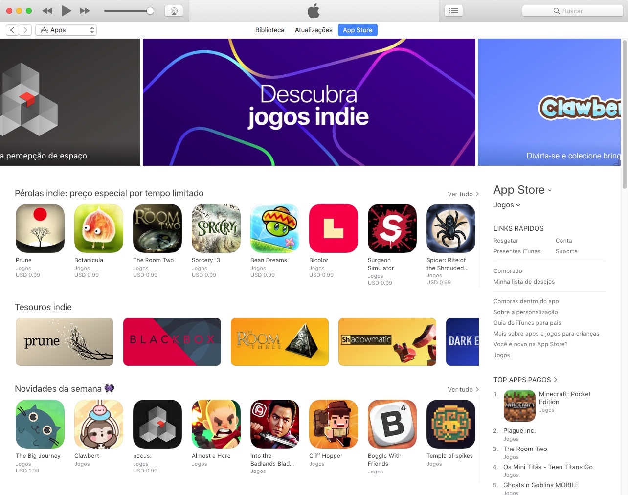 App Store Jogos Indie