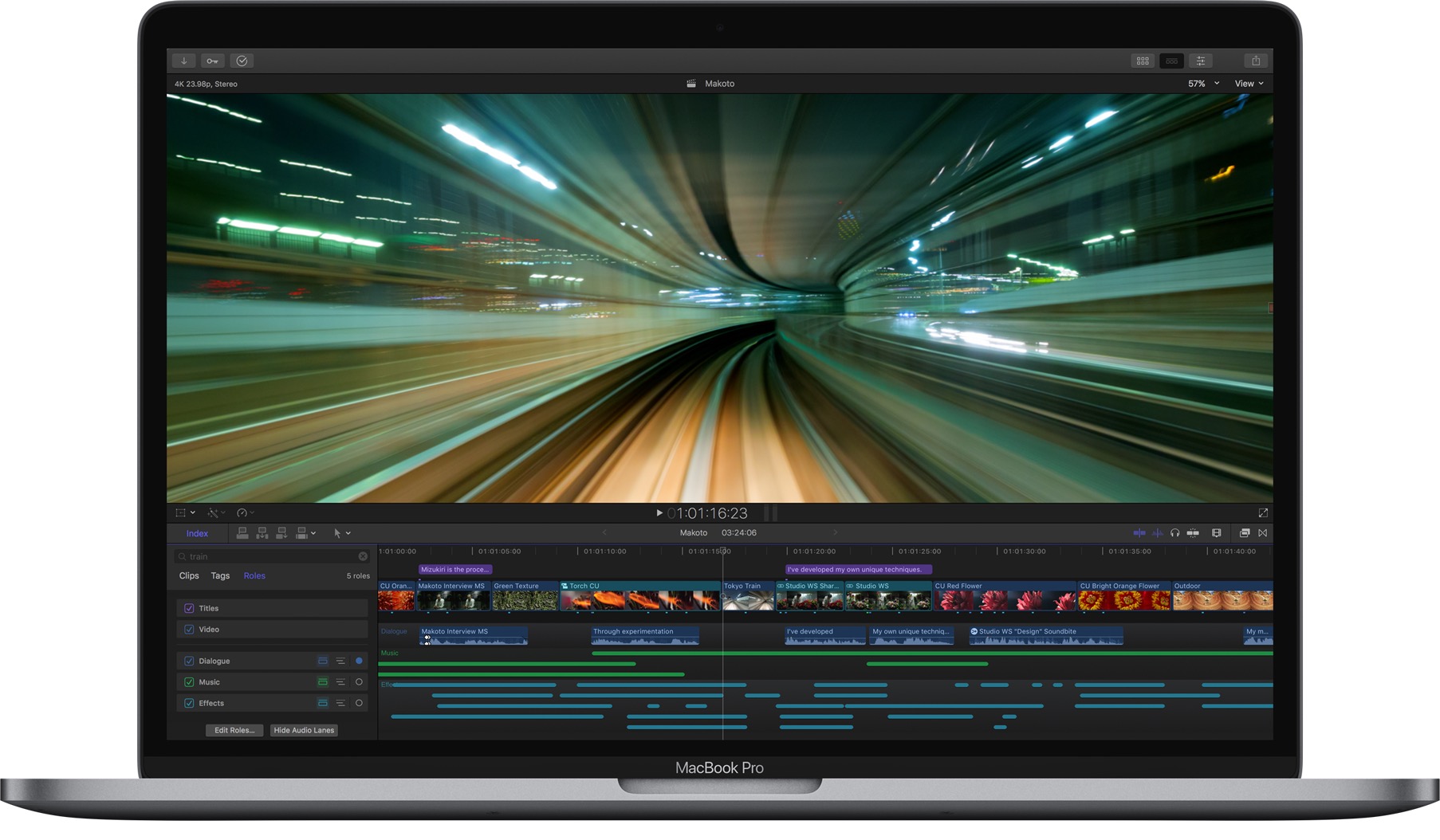 Final Cut Pro X no MacBook Pro com Touch Bar