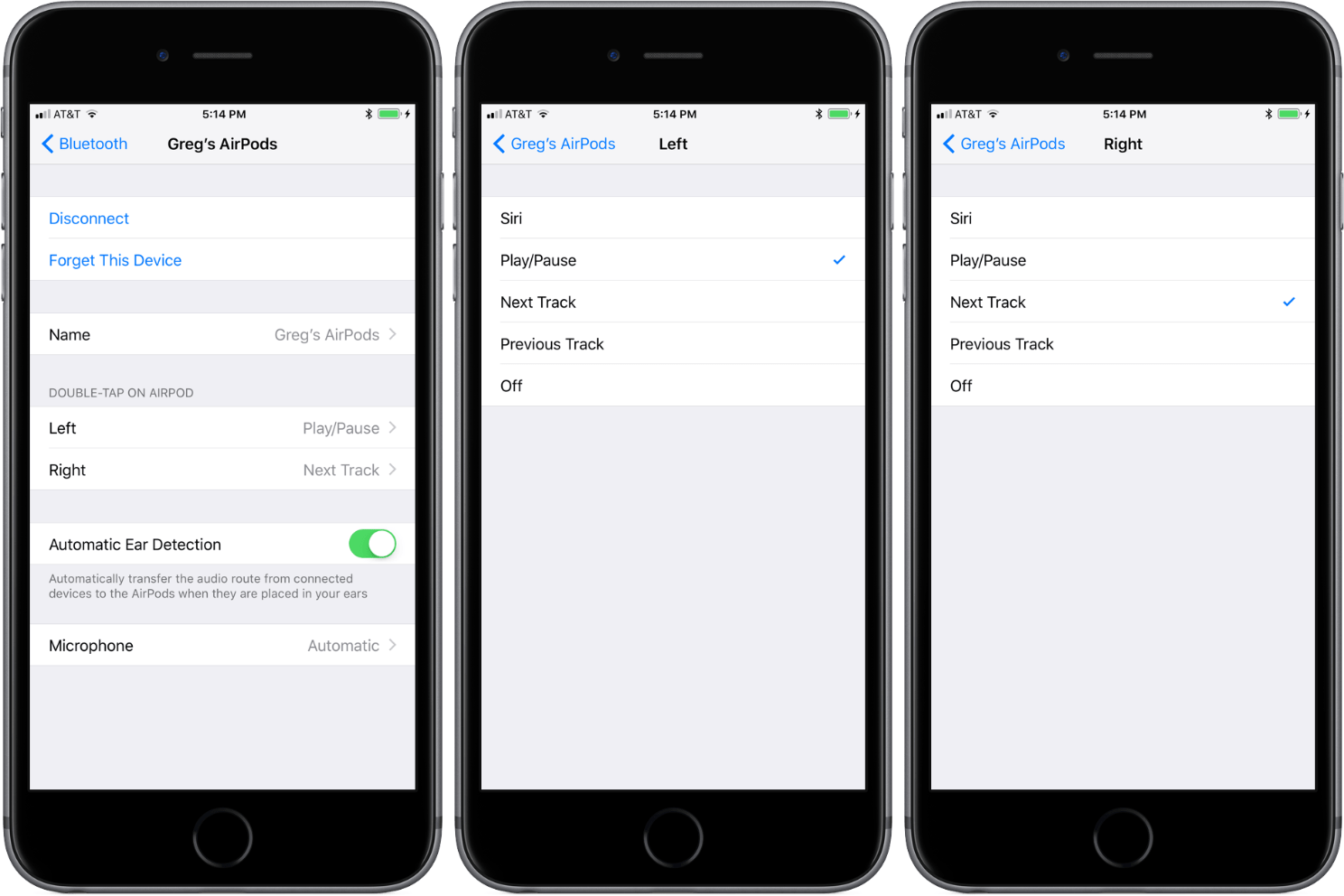 Configuração dos AirPods no iOS 11