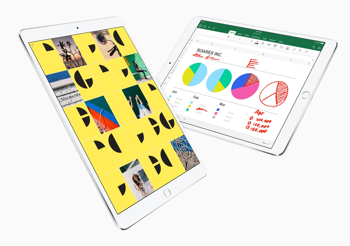 Novos iPads Pro com gráficos coloridos