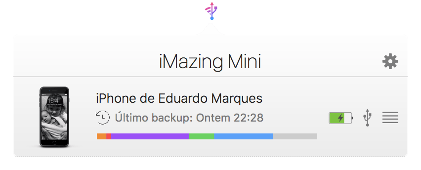 Tela do app iMazing Mini para macOS