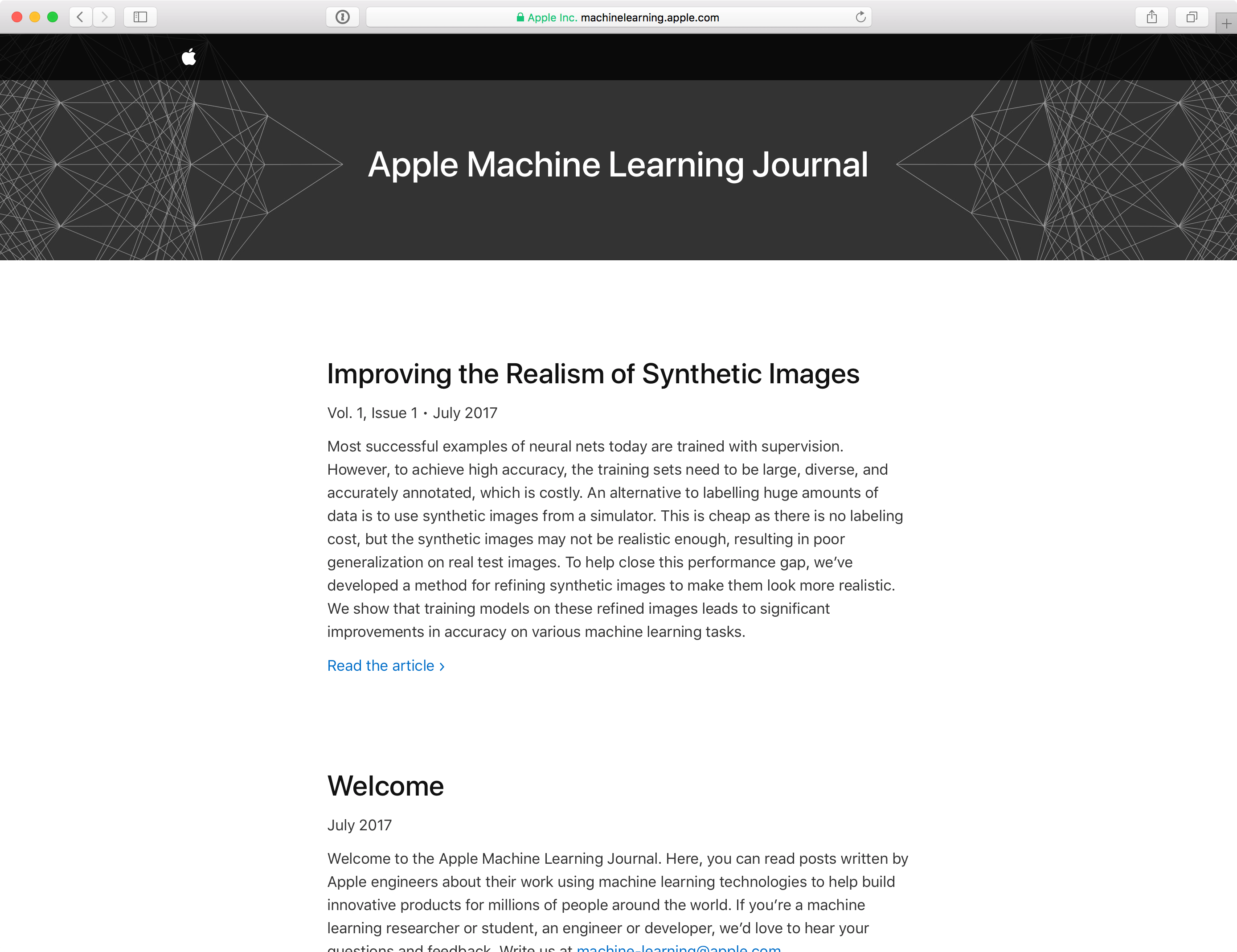 Apple Machine Learning Journal