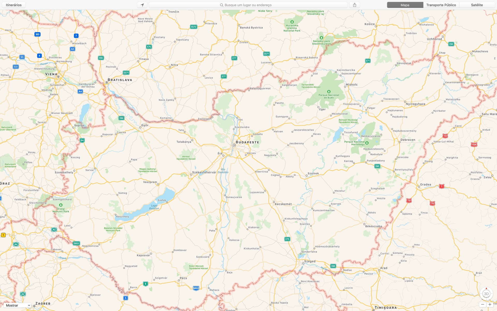 Hungria nos mapas da Apple