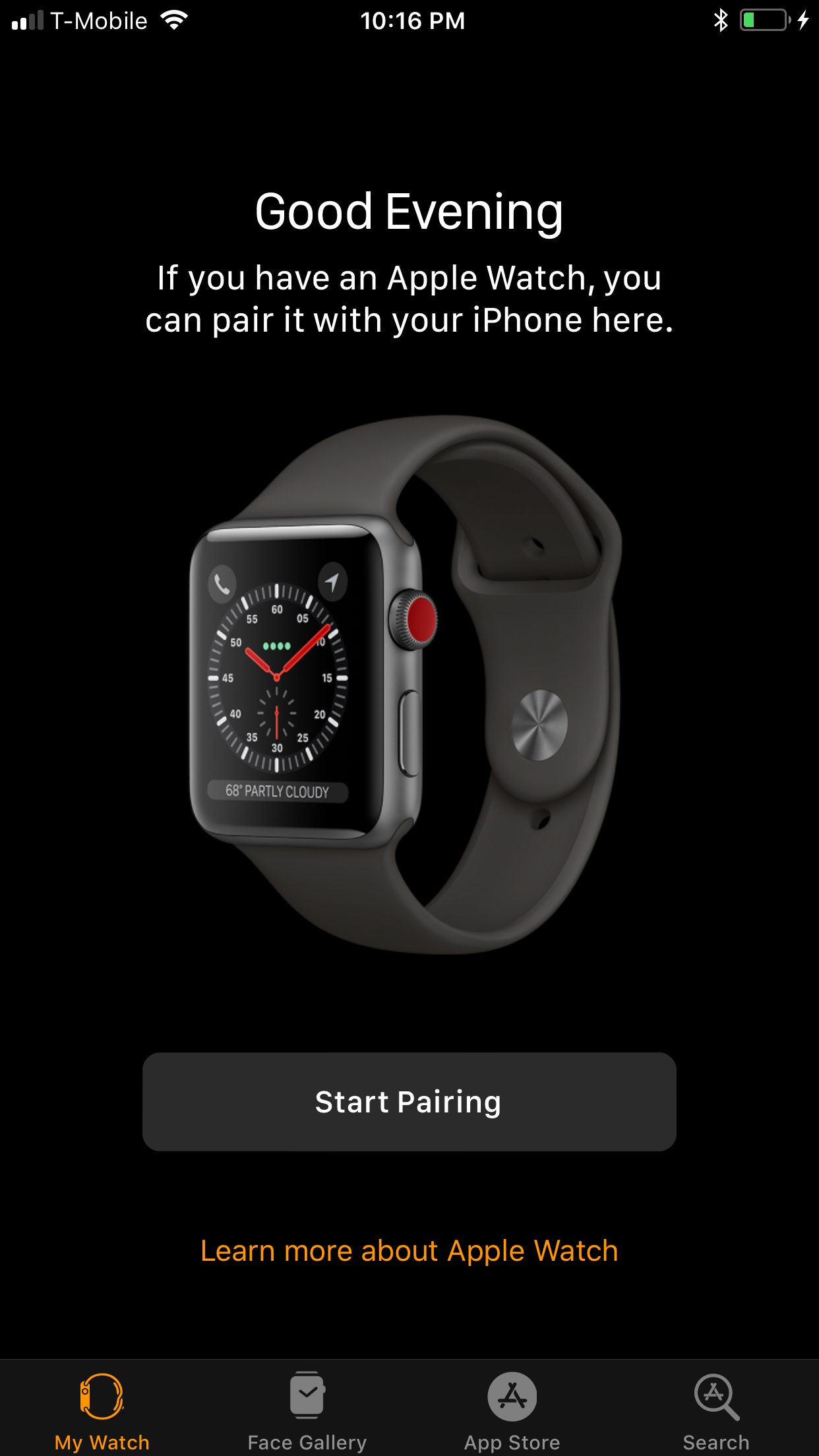 Tela de configuração do Apple Watch LTE no iOS 11