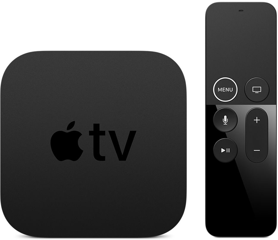 Apple TV 4K e Siri Remote de frente