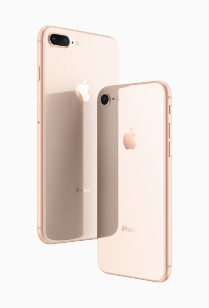 iPhone 8 e iPhone 8 Plus de trás na cor dourada