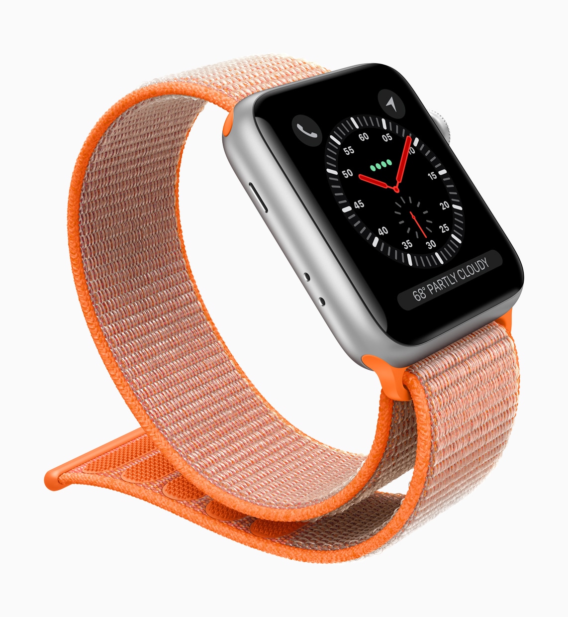 Apple Watch Series 3 com pulseira esportiva laranja