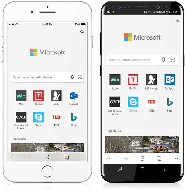 Microsoft Edge para iOS e Android