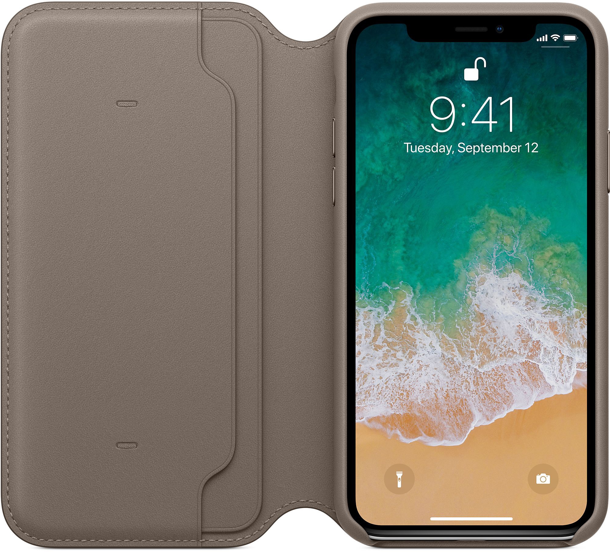 Case Folio do iPhone X de frente, aberta