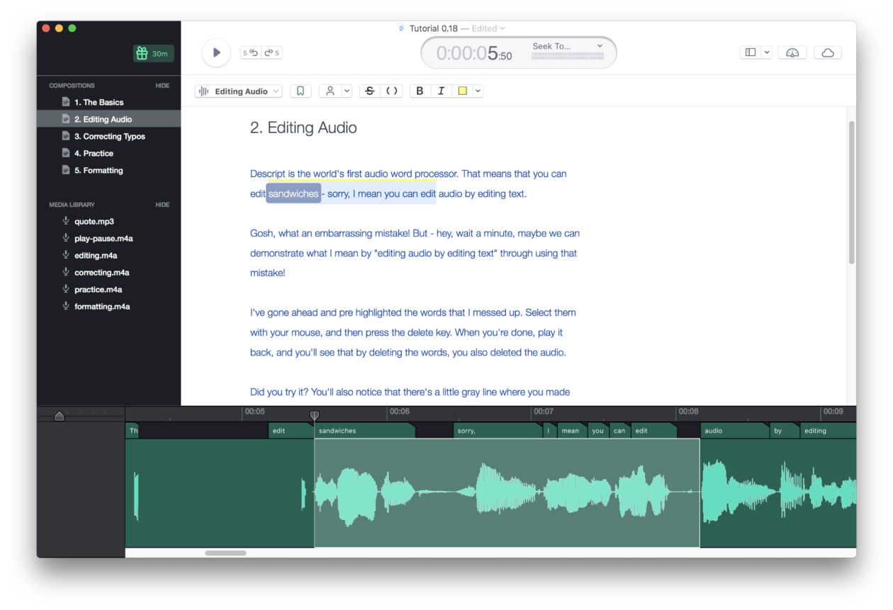 Novo aplicativo Descript, para Mac, torna a edição de arquivos de áudio assustadoramente simples