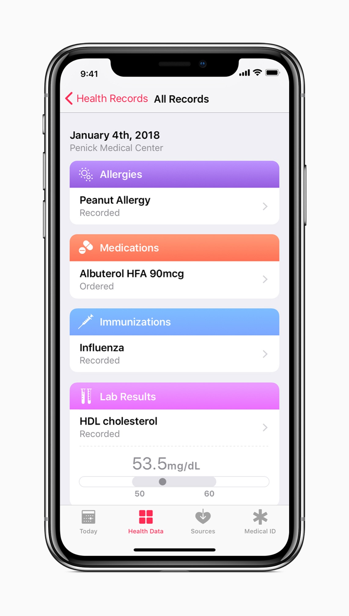 Registro de Saúde no iOS 11.3