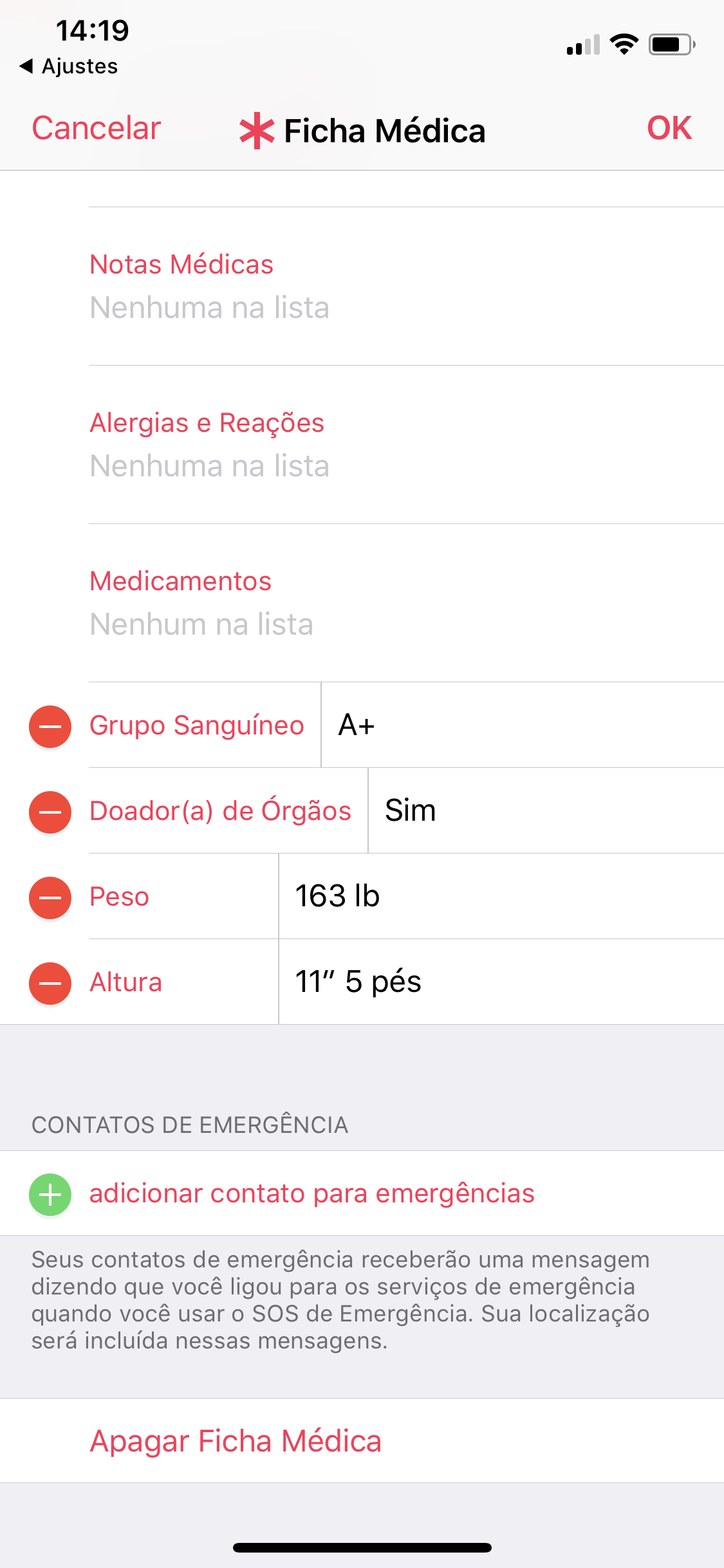 iOS 11 Ficha Médica