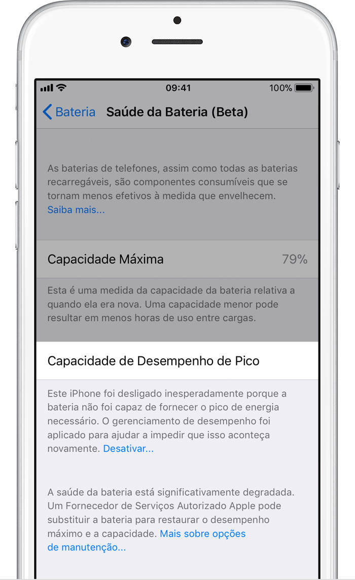 Saúde da Bateria no iOS 11.3