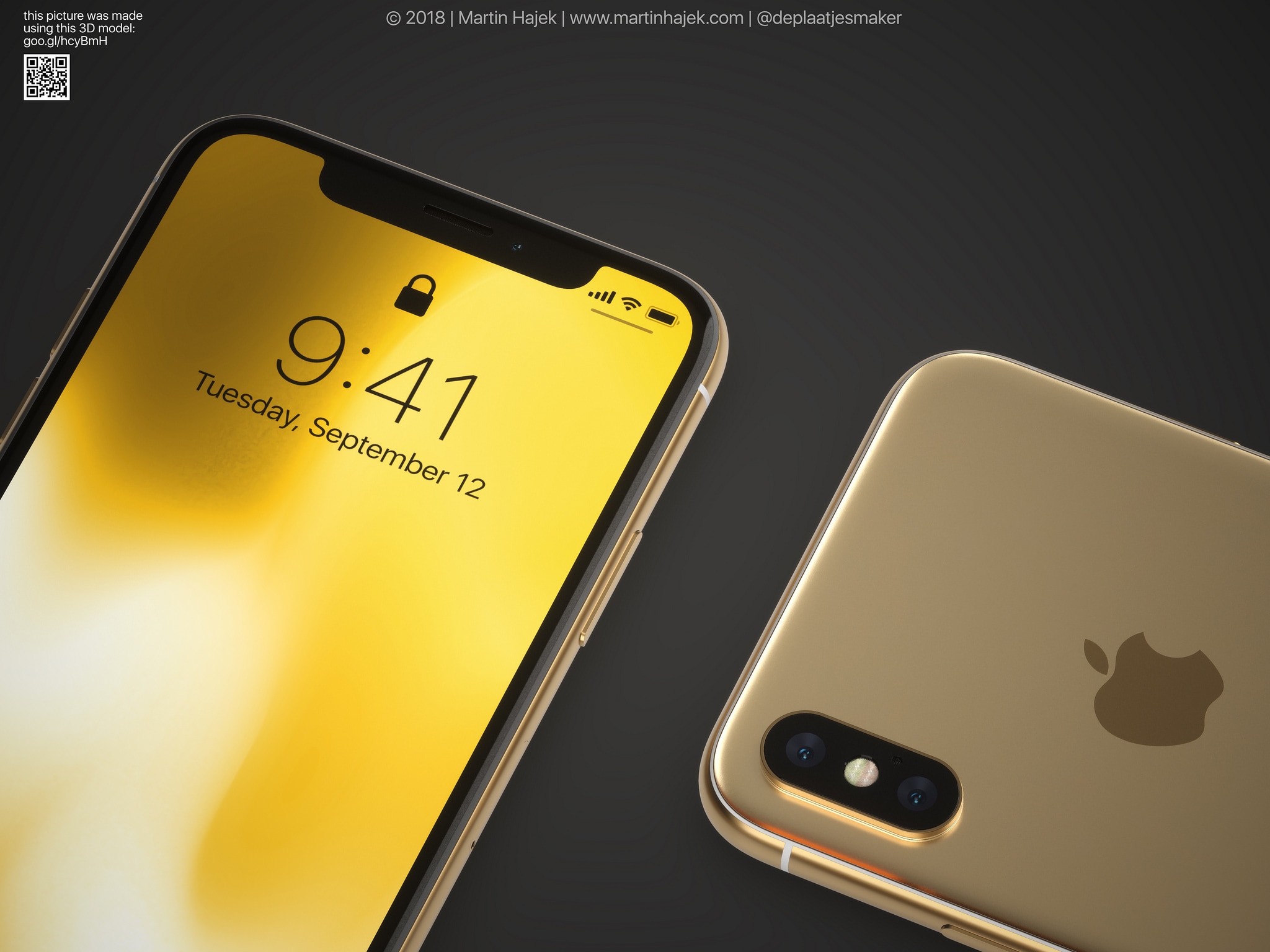 Conceito de iPhone X Plus dourado
