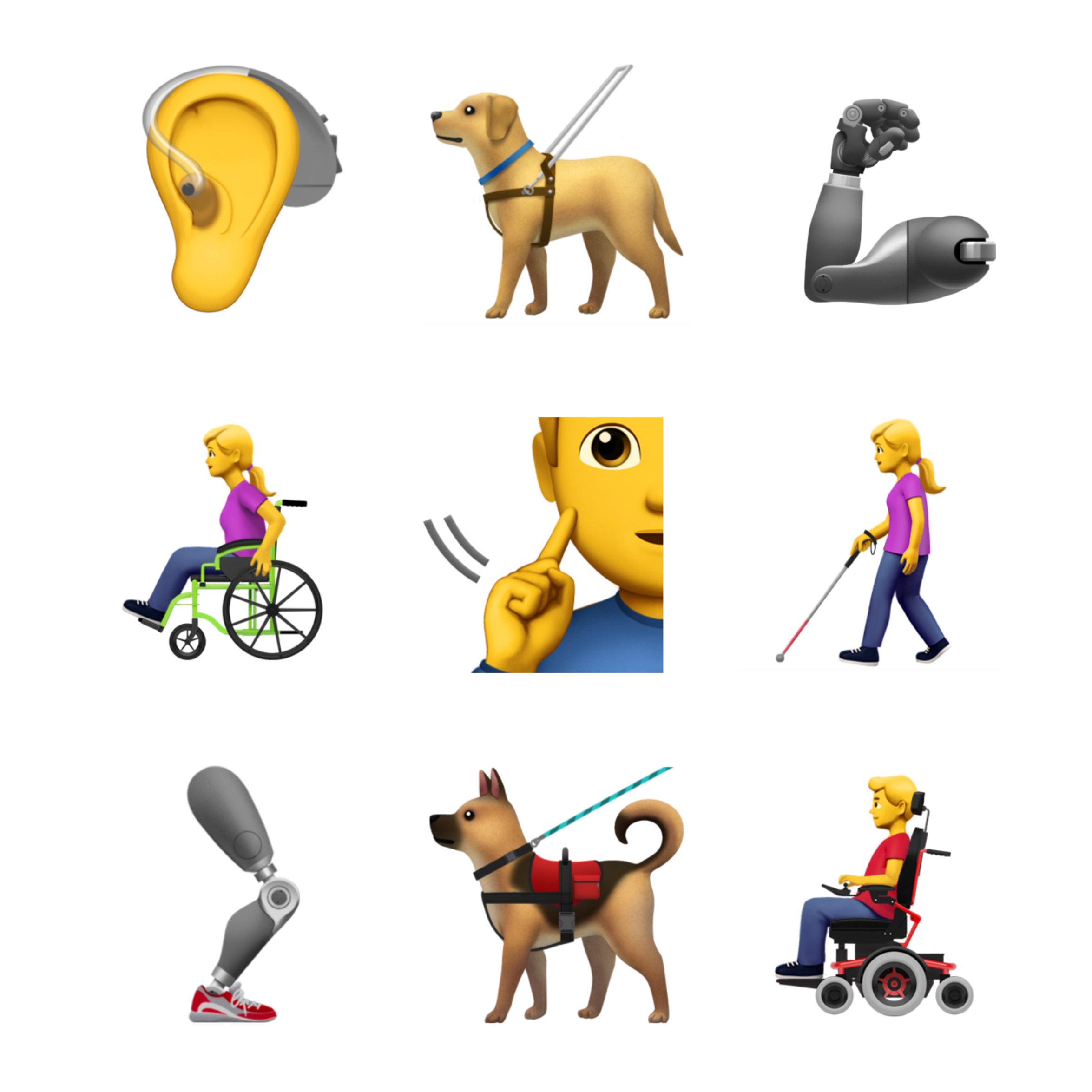 Novos emojis de acessibilidade propostos pela Apple