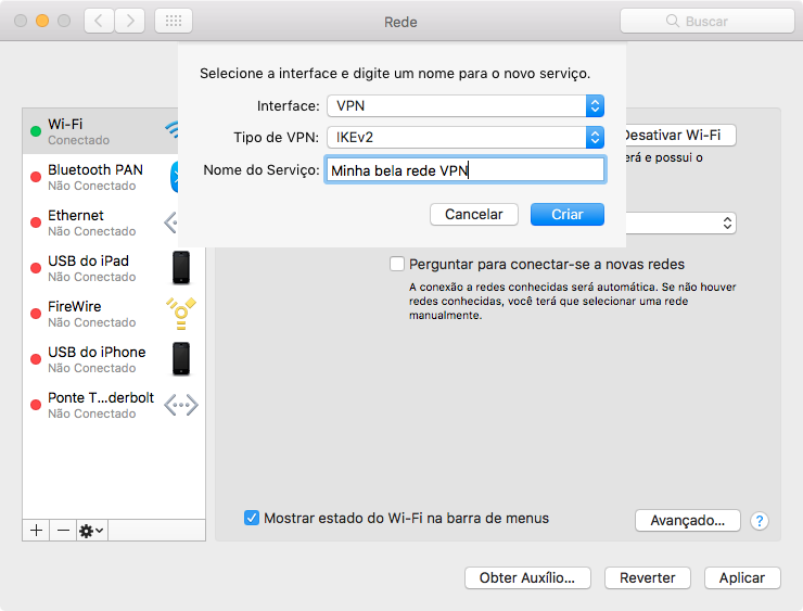 Configurando uma VPN no macOS