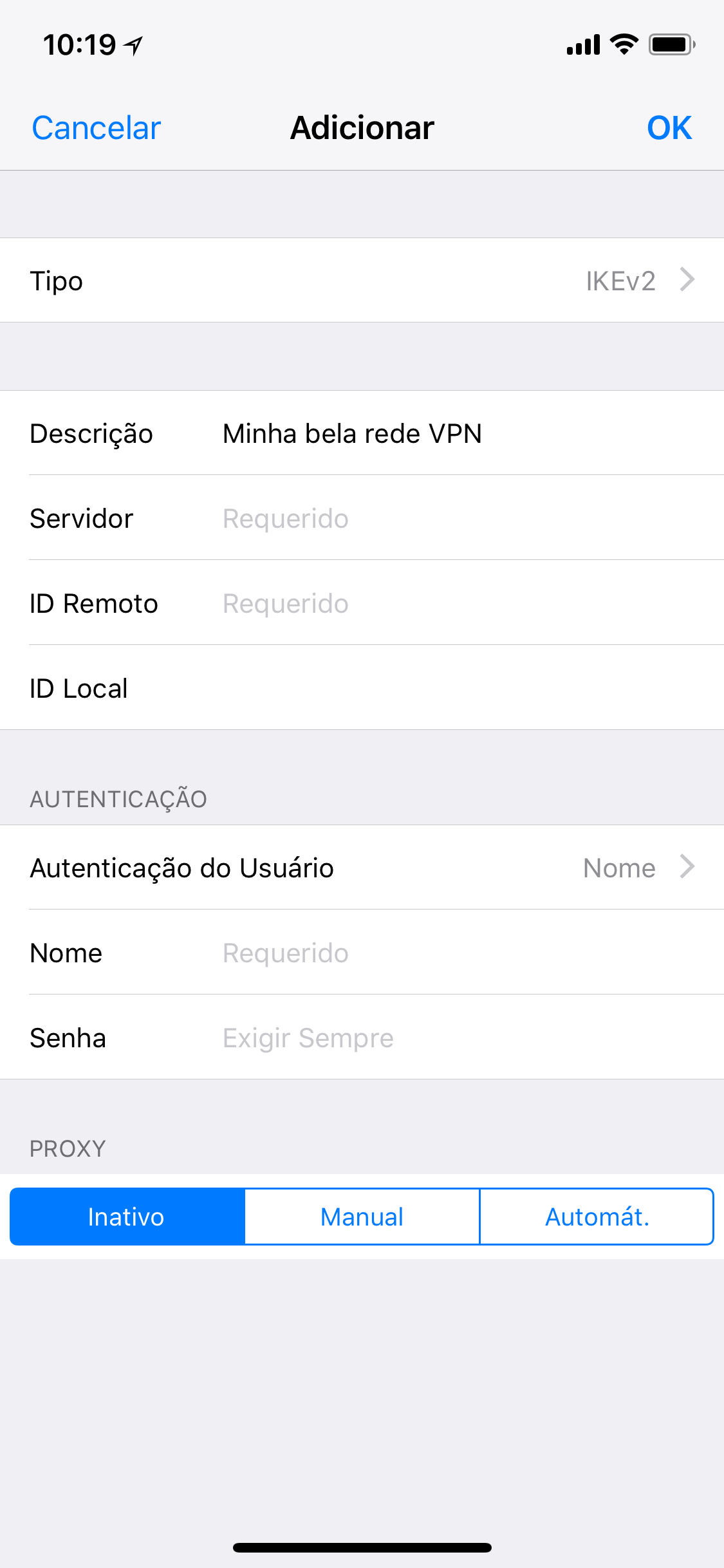 Configurando VPN no iOS