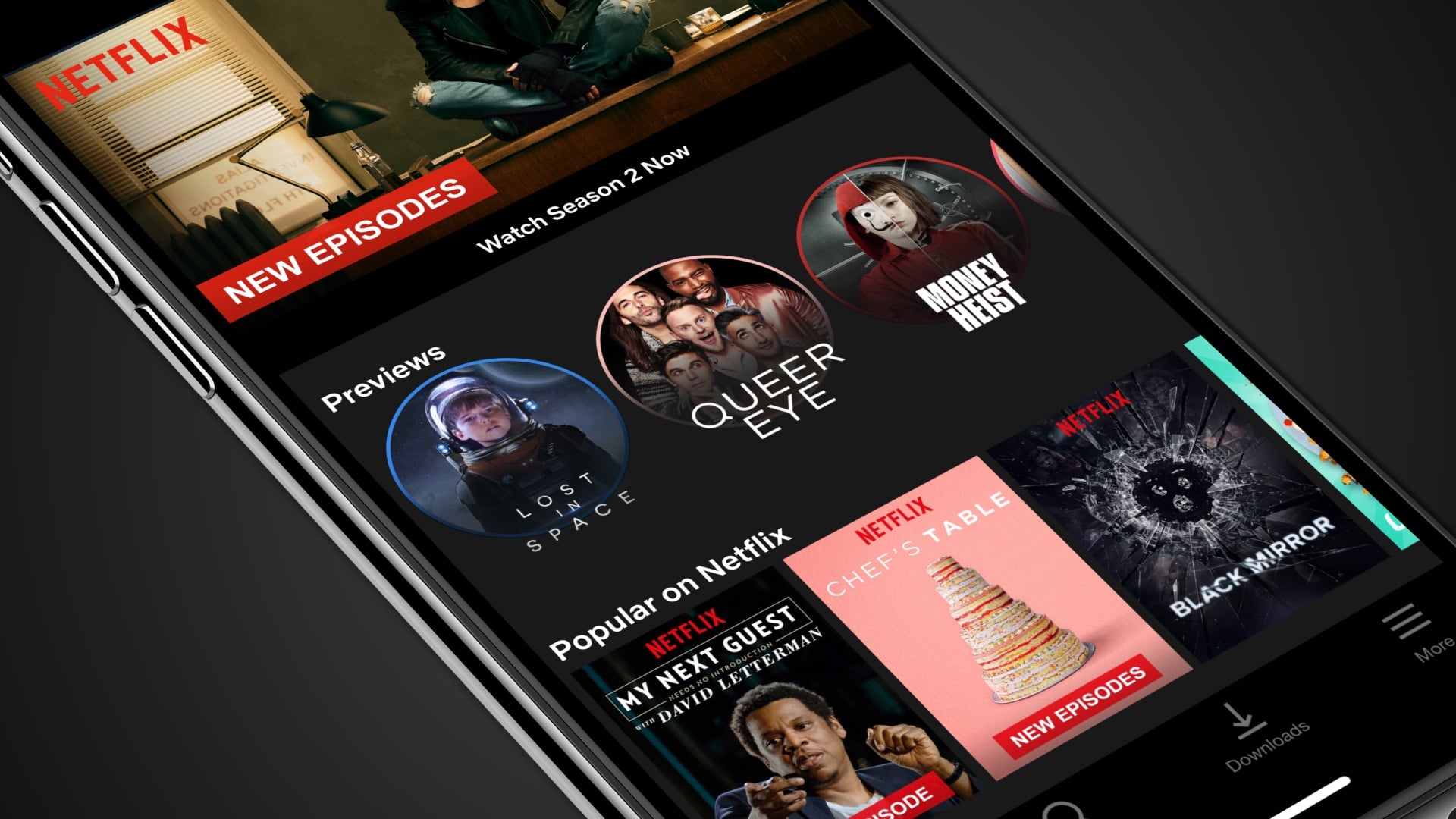 Previews de séries no app Netflix para iOS