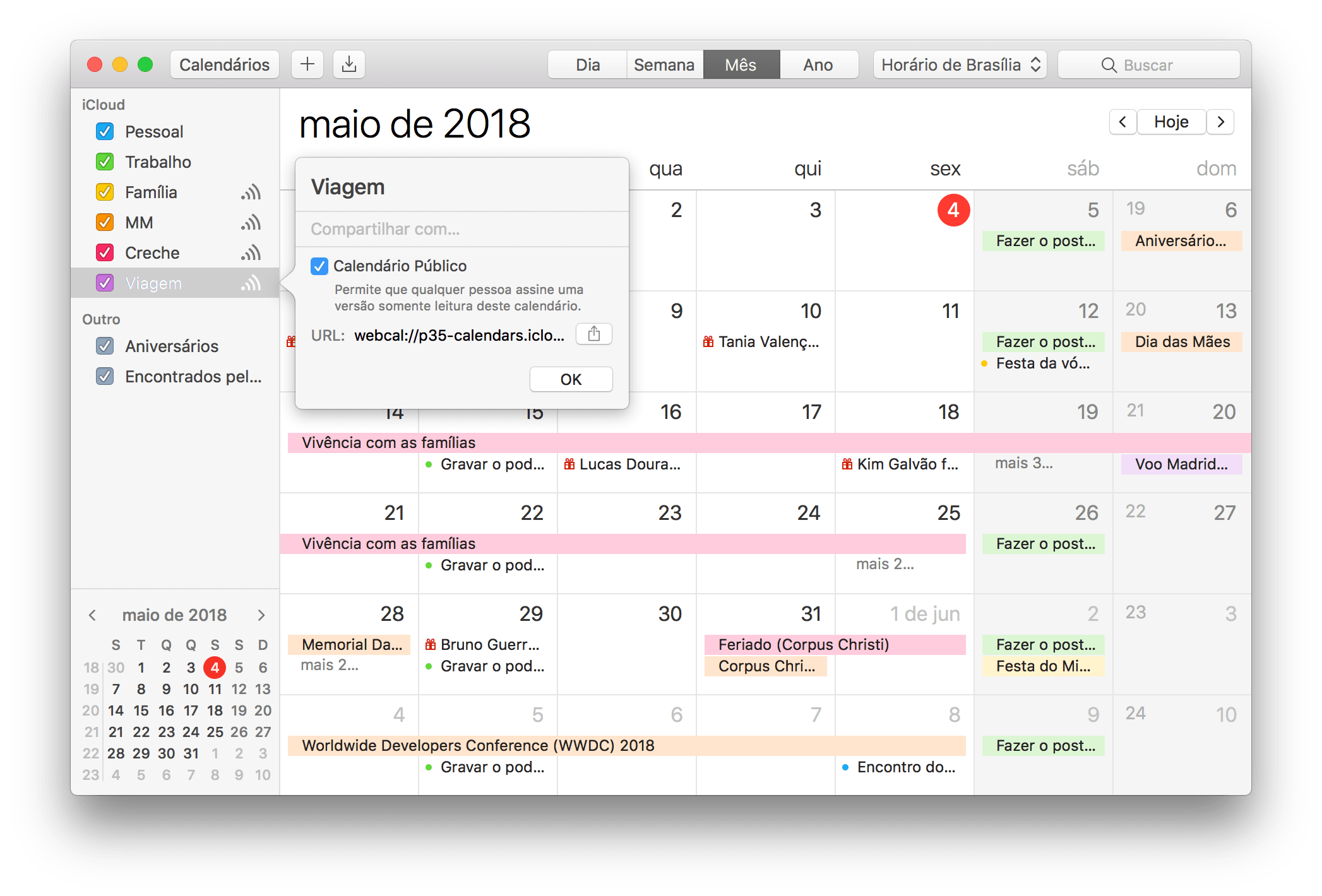Como criar e compartilhar calendários na web, no macOS e no iOS