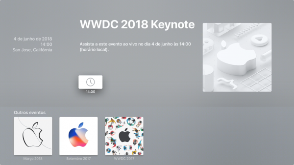 Aplicativo Apple Events na Apple TV 4K