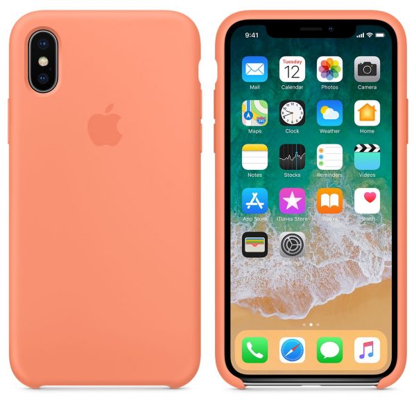 Case de silicone para iPhone X na cor pêssego