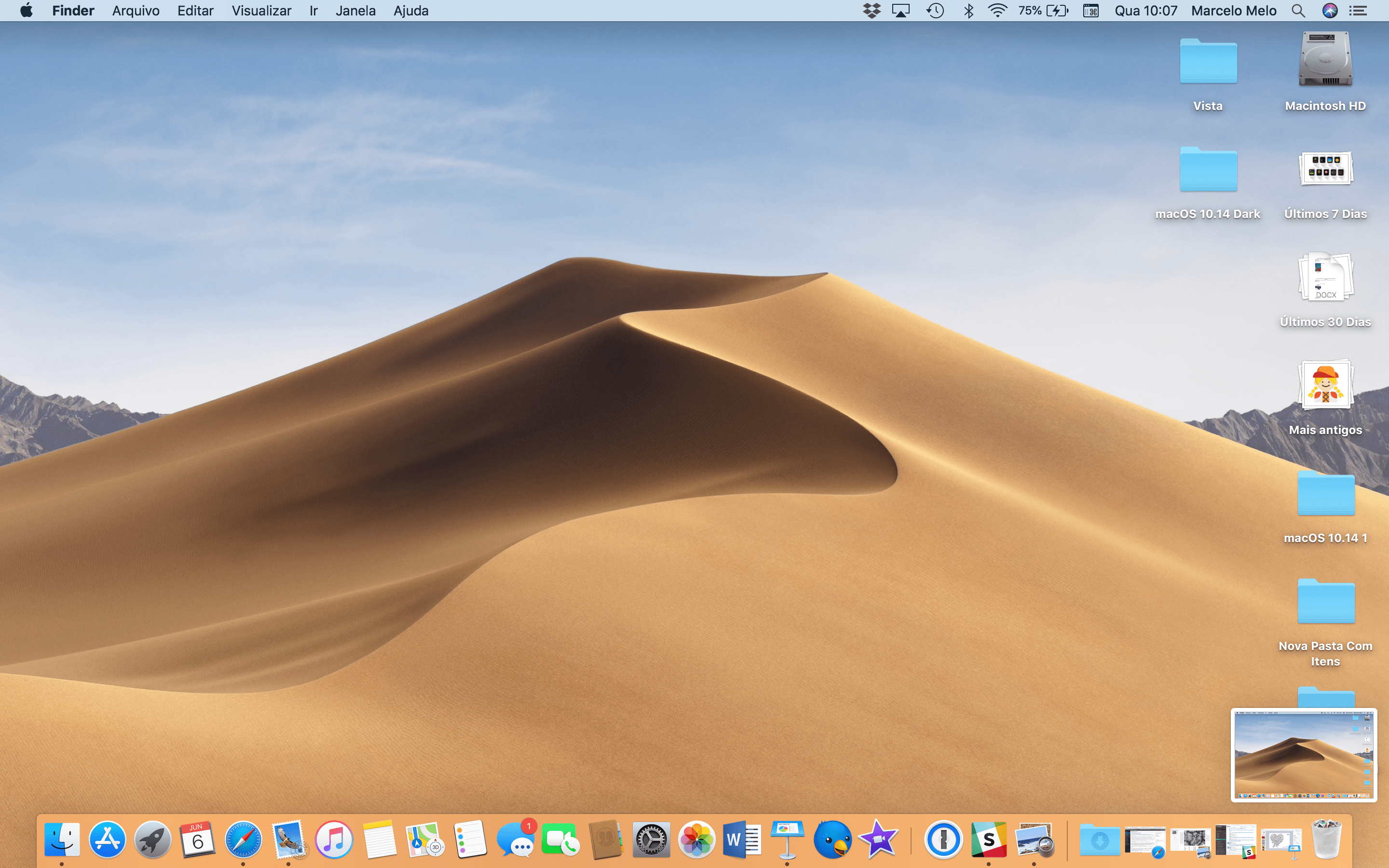 Captura de tela no macOS 10.14 Mojave