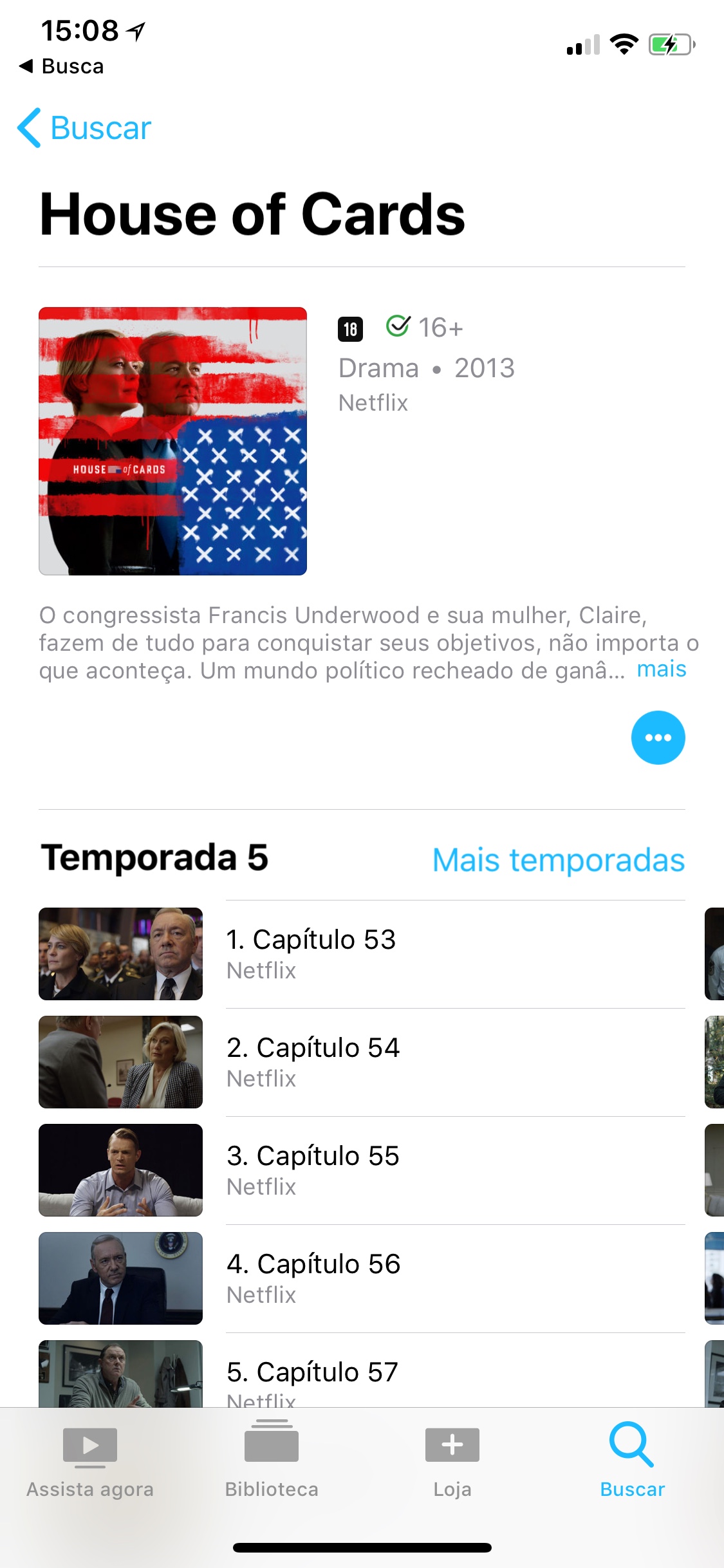 Netflix já aparecendo no aplicativo TV