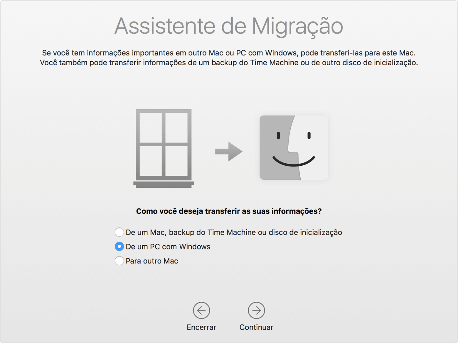 Assistente de Migração do Windows