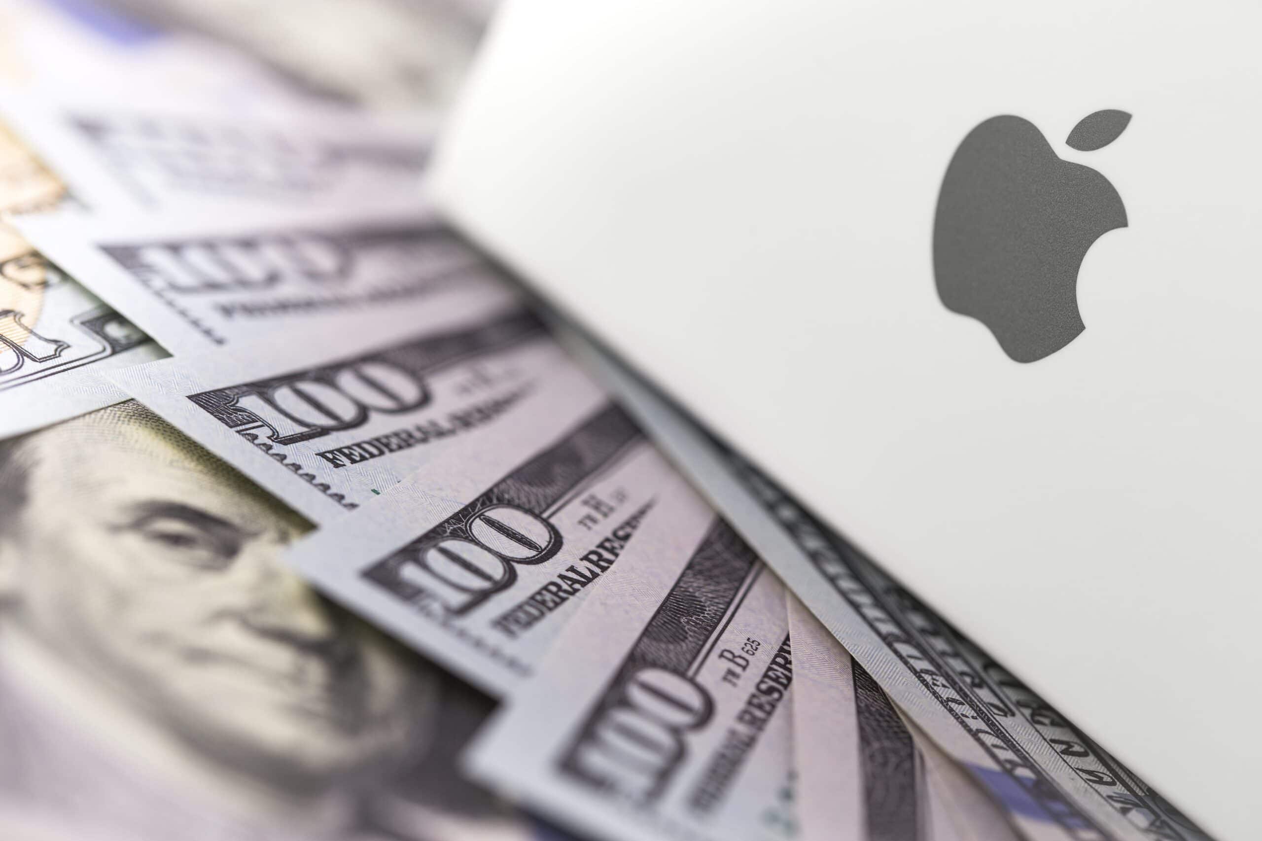 Logo da Apple com dólares/dinheiro