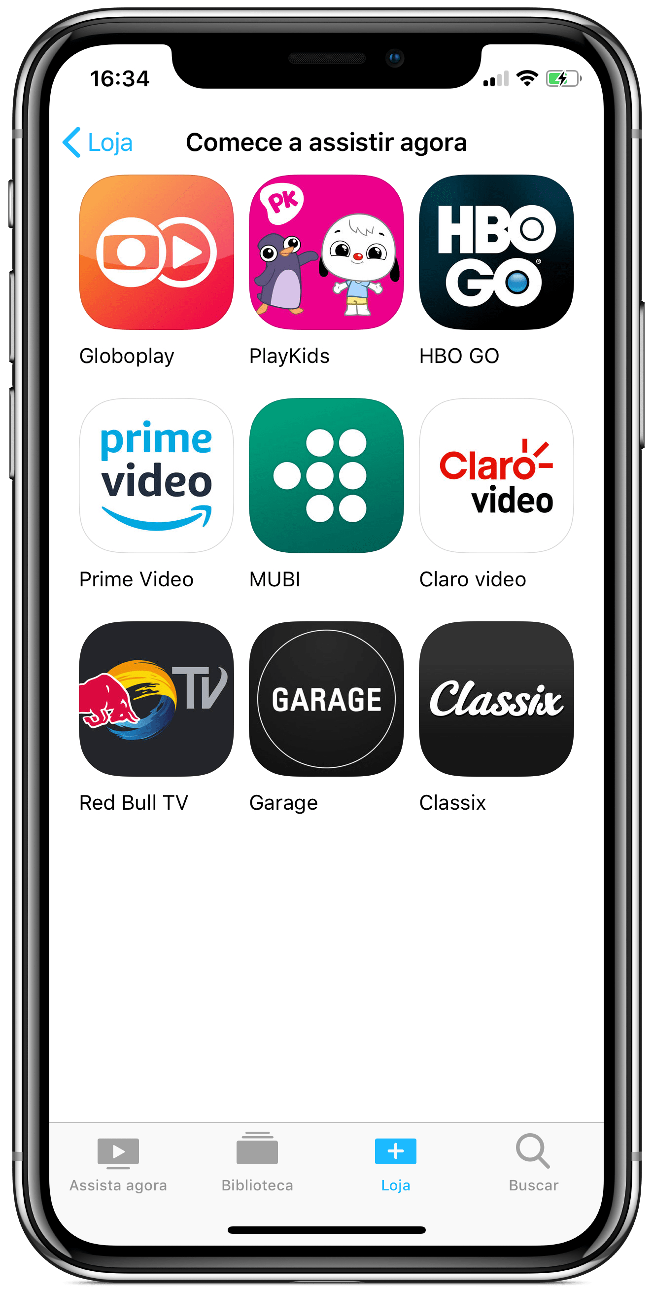 App Classix dentro do app TV