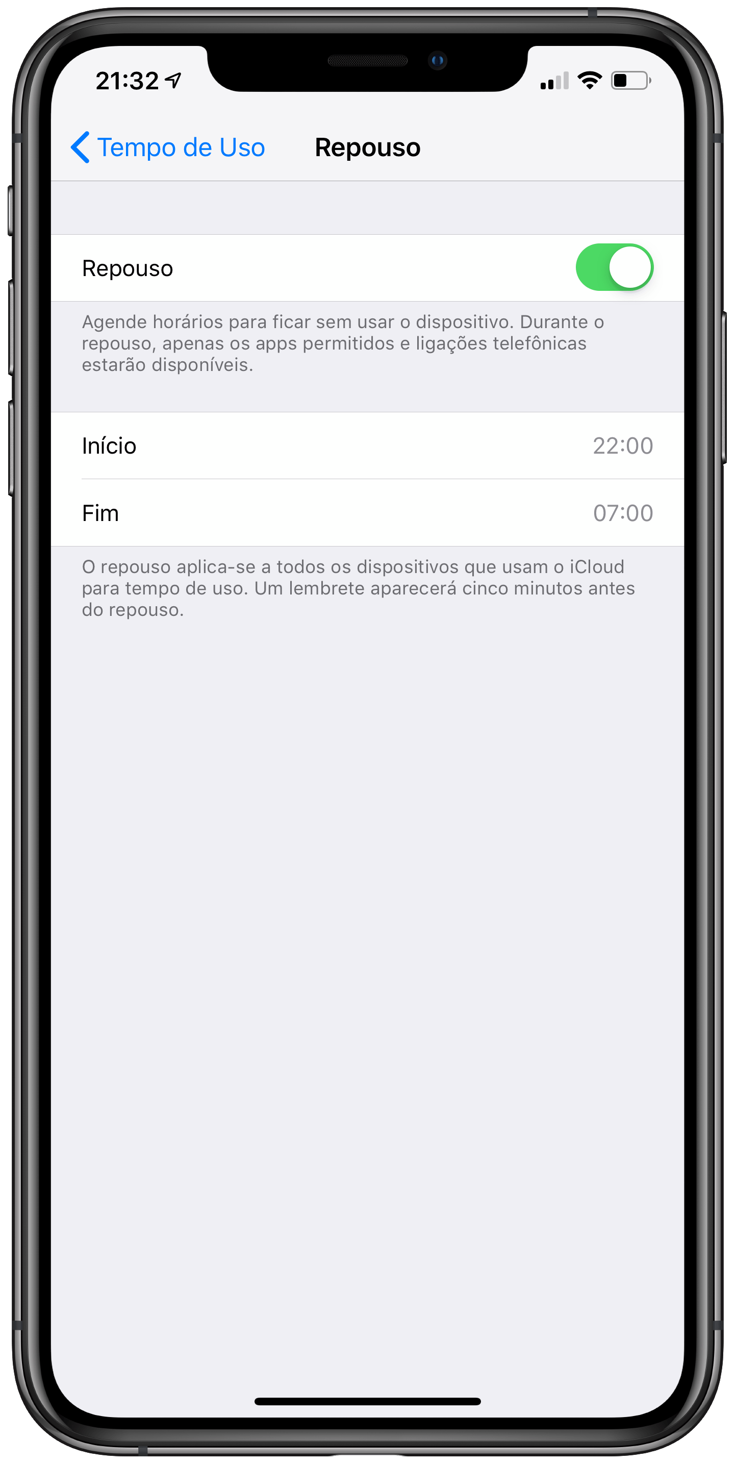 Tempo de Uso no iOS 12