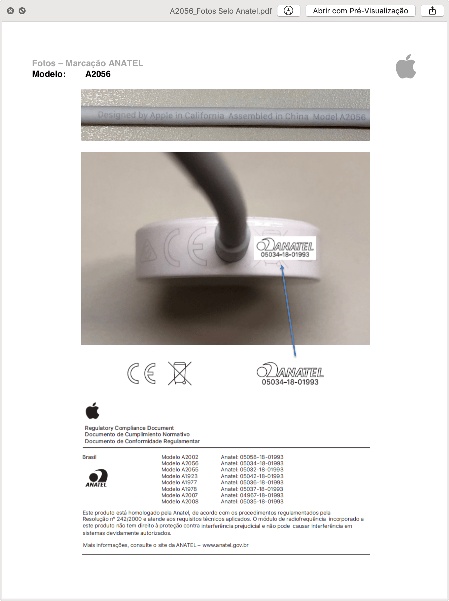 Homologação do carregador magnético do Apple Watch Series 4