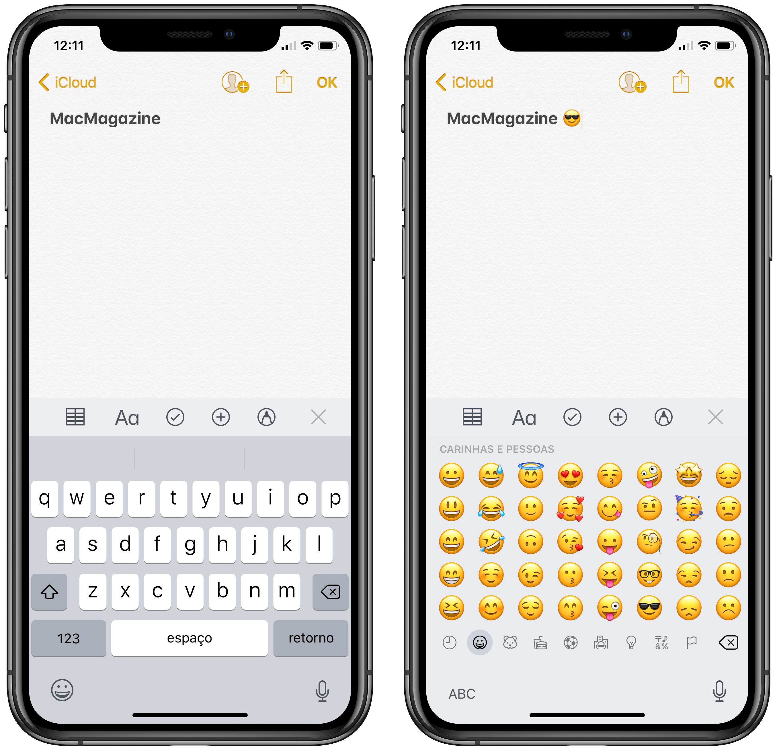 Usando emojis no iPhone