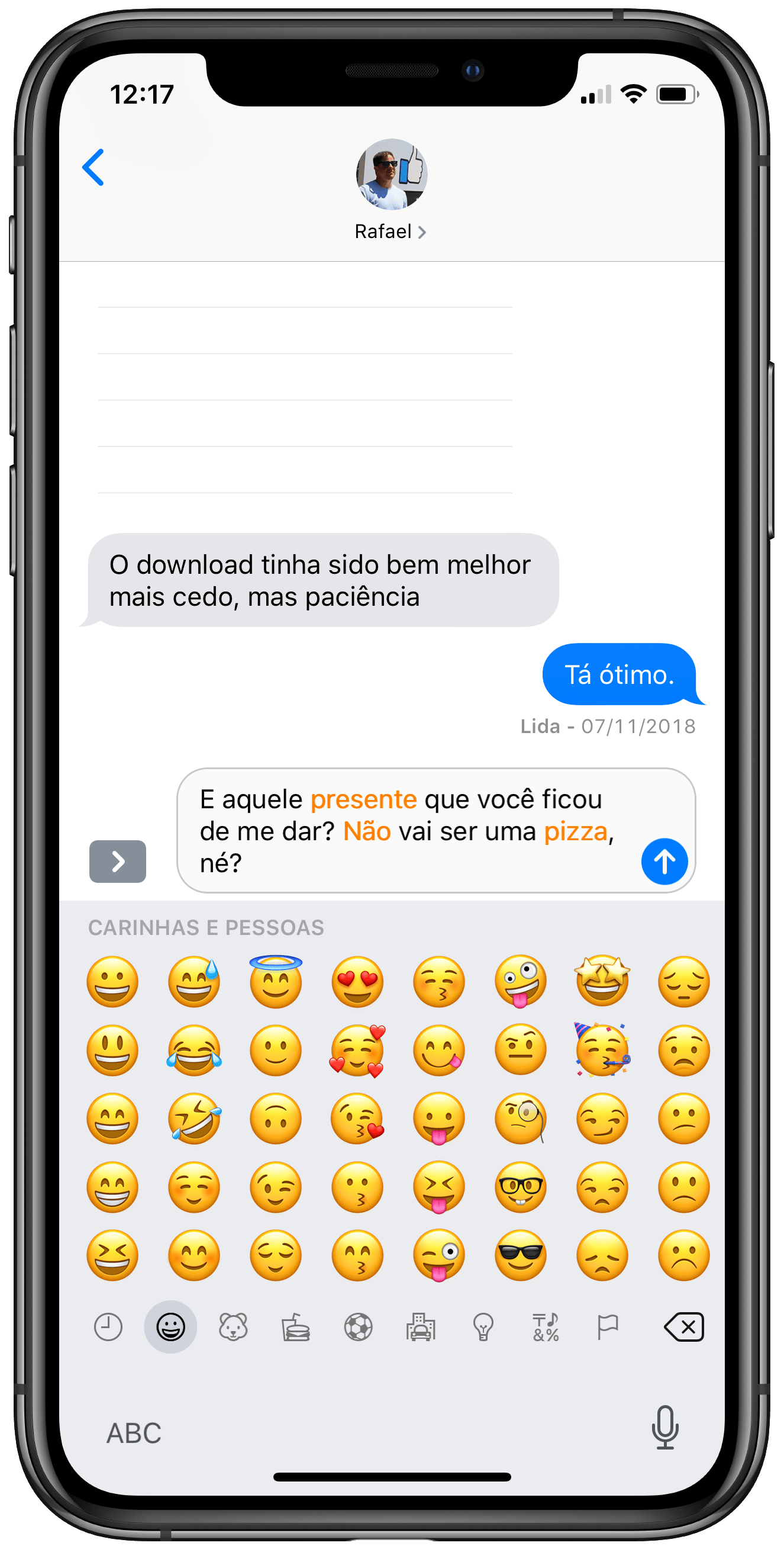 Usando emojis no iPhone