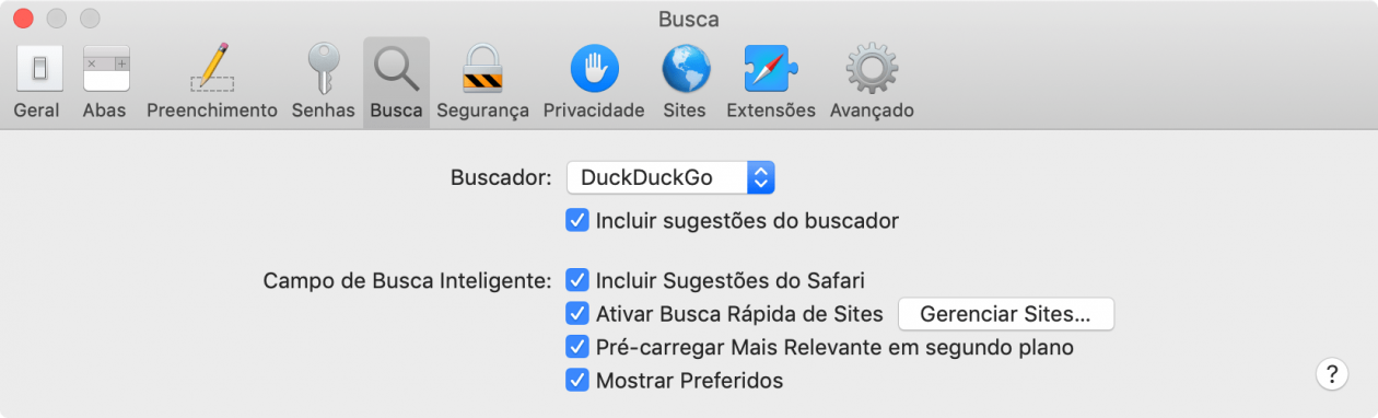 Alterando o buscador padrão do Safari no Mac